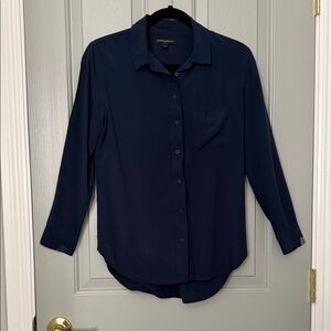 Banana Republic Navy Button-Up Long Sleeve Blouse